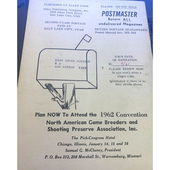 Vintage Game Bird Breeders Pheasant Fanciers Gazette Magazine November 1961 - Picture 4 of 4